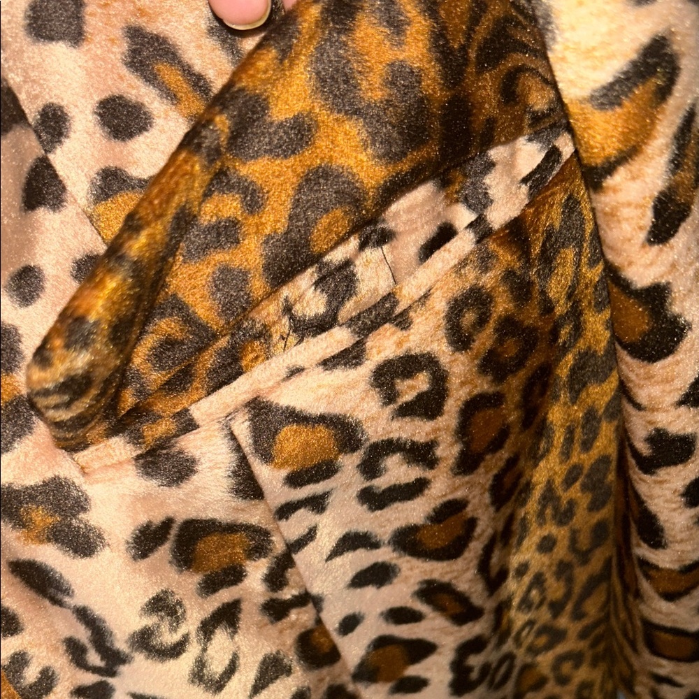 SALE - Womens Leopard INC Brown Long Fur Teddy Animal Print Jacket - Picture 5 of 6